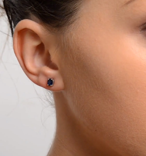 Sapphire 5mm x 4mm 0.80ct 9K White Gold Earrings